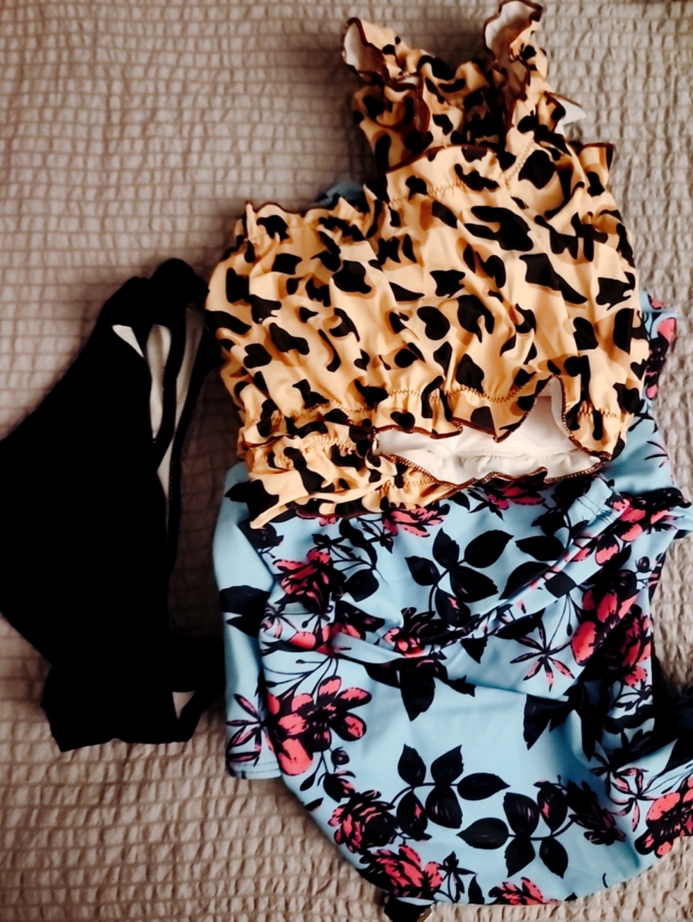 Women’s Floral & Leopard Print Bikini Set in Yellow and Blue